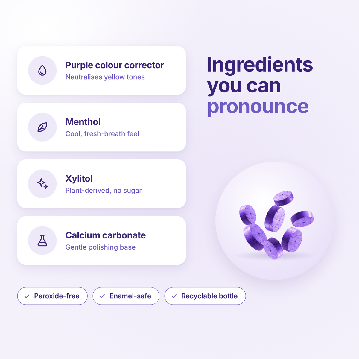 Purple Teeth Brightening Tablets